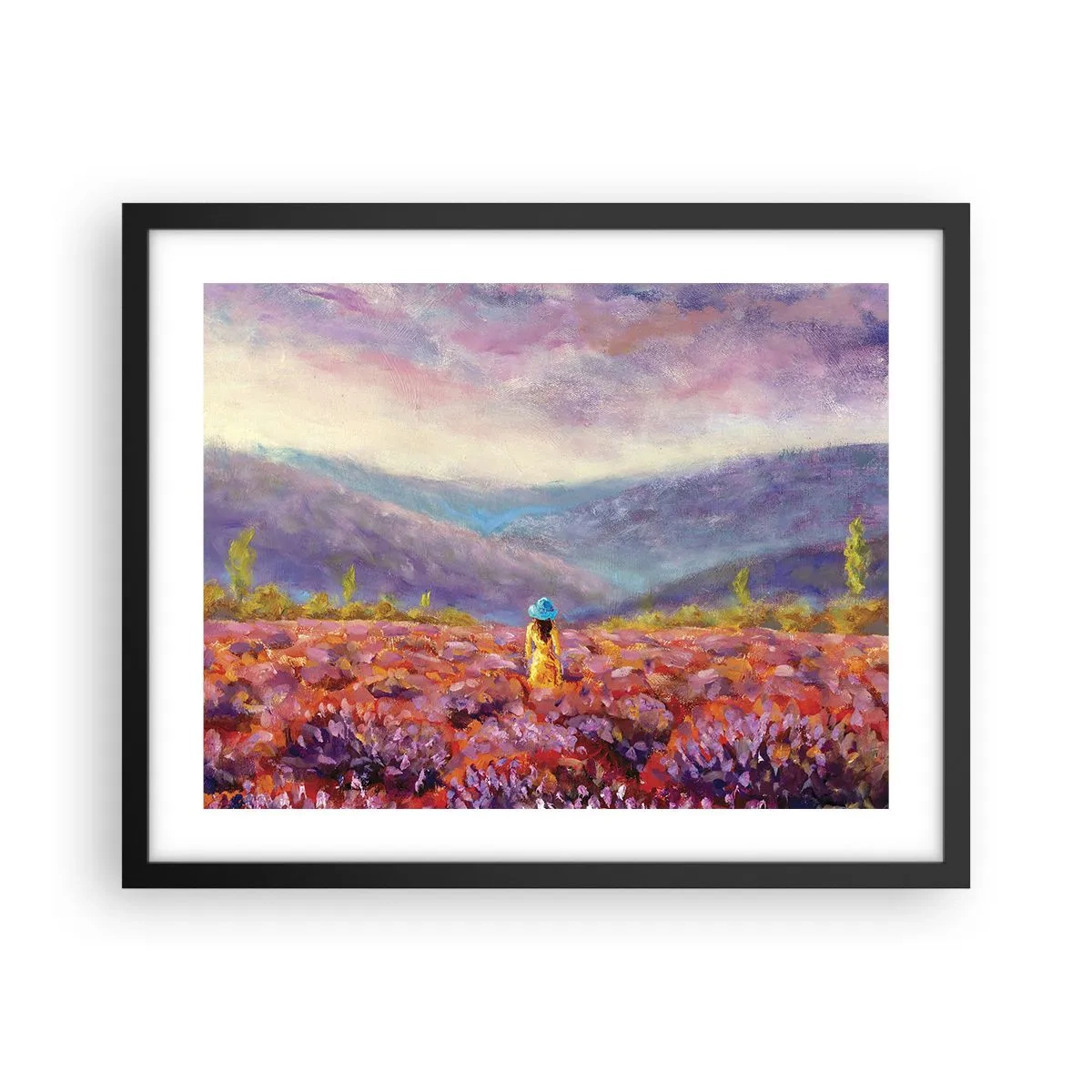 Poster in einem schwarzem Rahmen - In einer Lavendelwelt - 50x40 cm
