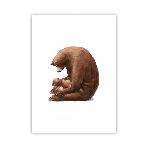 Poster - Mama Bär umarmt zwei kleine Bären in einer herzlichen Umarmung - 50x70cm - Süße Träume, Kinder - Moderne Wanddekoration für Wohnzimmer und Schlafzimmer ARTTOR