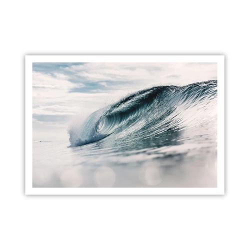 Poster - Eine Meereswelle, eingefangen in einem dynamischen Moment vor dem Himmel - 100x70cm - Wasserspitze - Moderne Wanddekoration für Wohnzimmer und Schlafzimmer ARTTOR