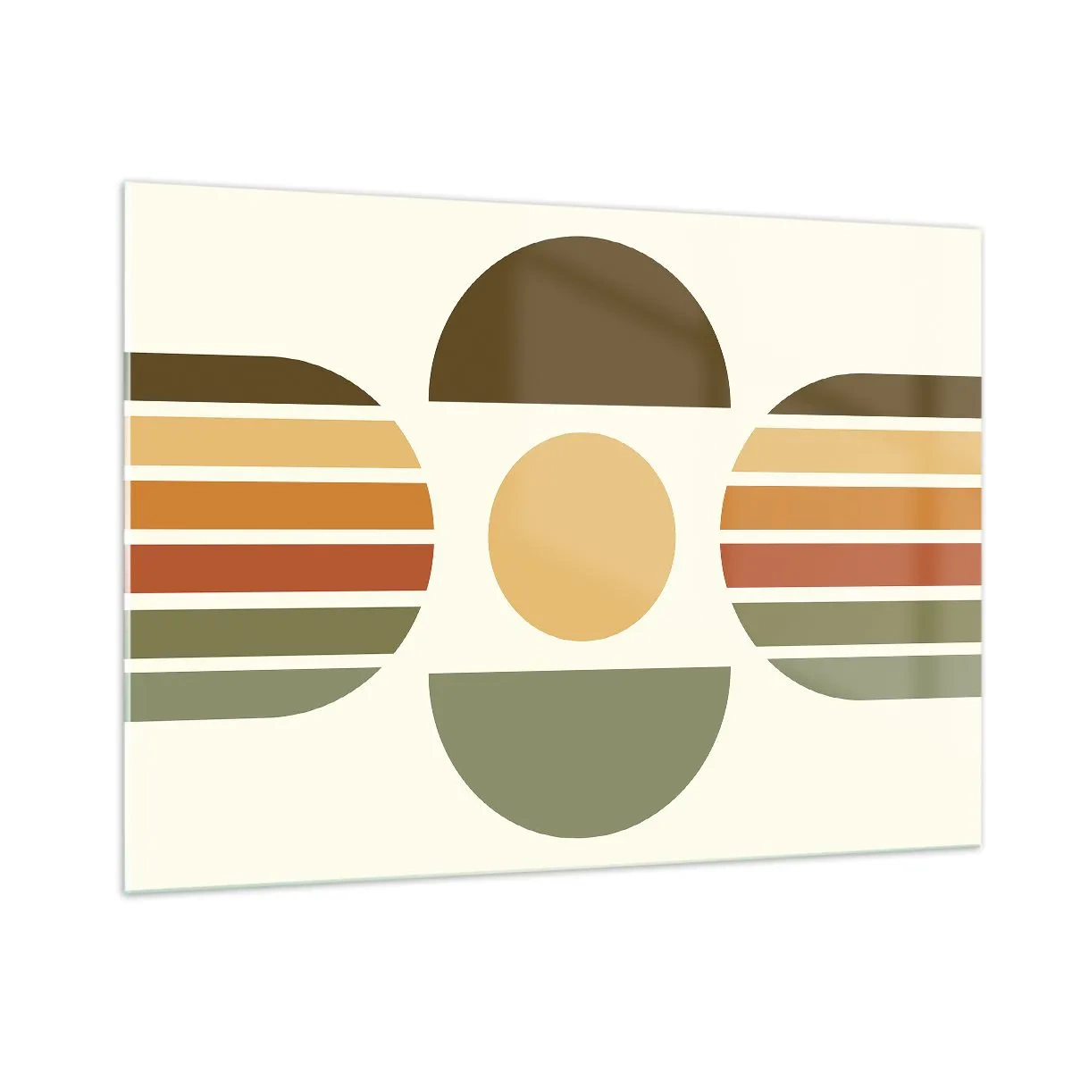 Glasbild - Bild auf glas - Abstraktes geometrisches Design mit Erdtönen und kräftigen Formen - 100x70cm - In Erdtönen - Moderne Wanddekoration für Wohnzimmer und Schlafzimmer ARTTOR