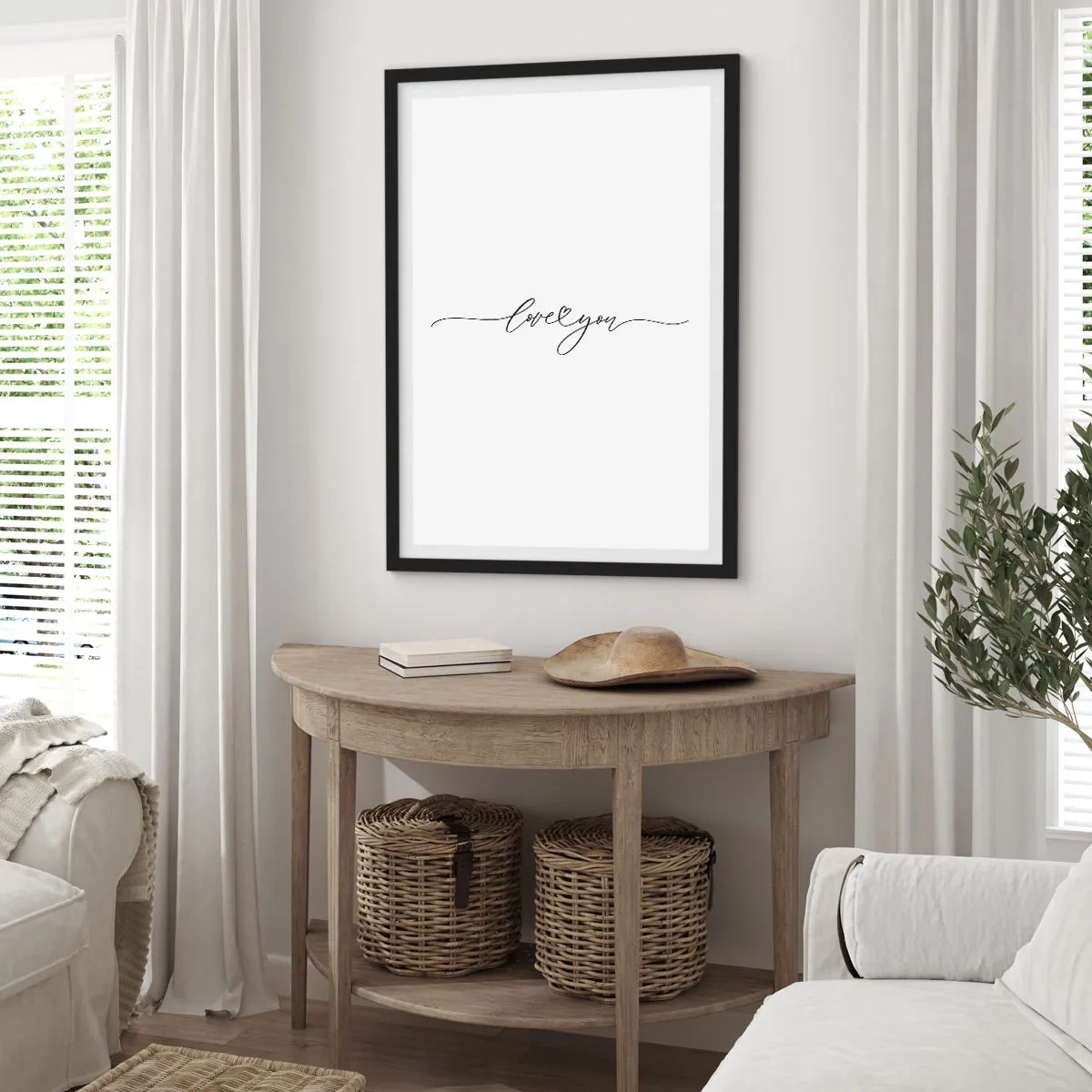 Poster in einem schwarzem Rahmen - Schwarz auf weiß - 40x50 cm