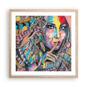 Poster in einem Rahmen aus heller Eiche - Sei still, bis du verstehst - 50x50 cm