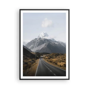 Poster in einem schwarzem Rahmen - Der Weg ins Herz der Berge - 70x100 cm