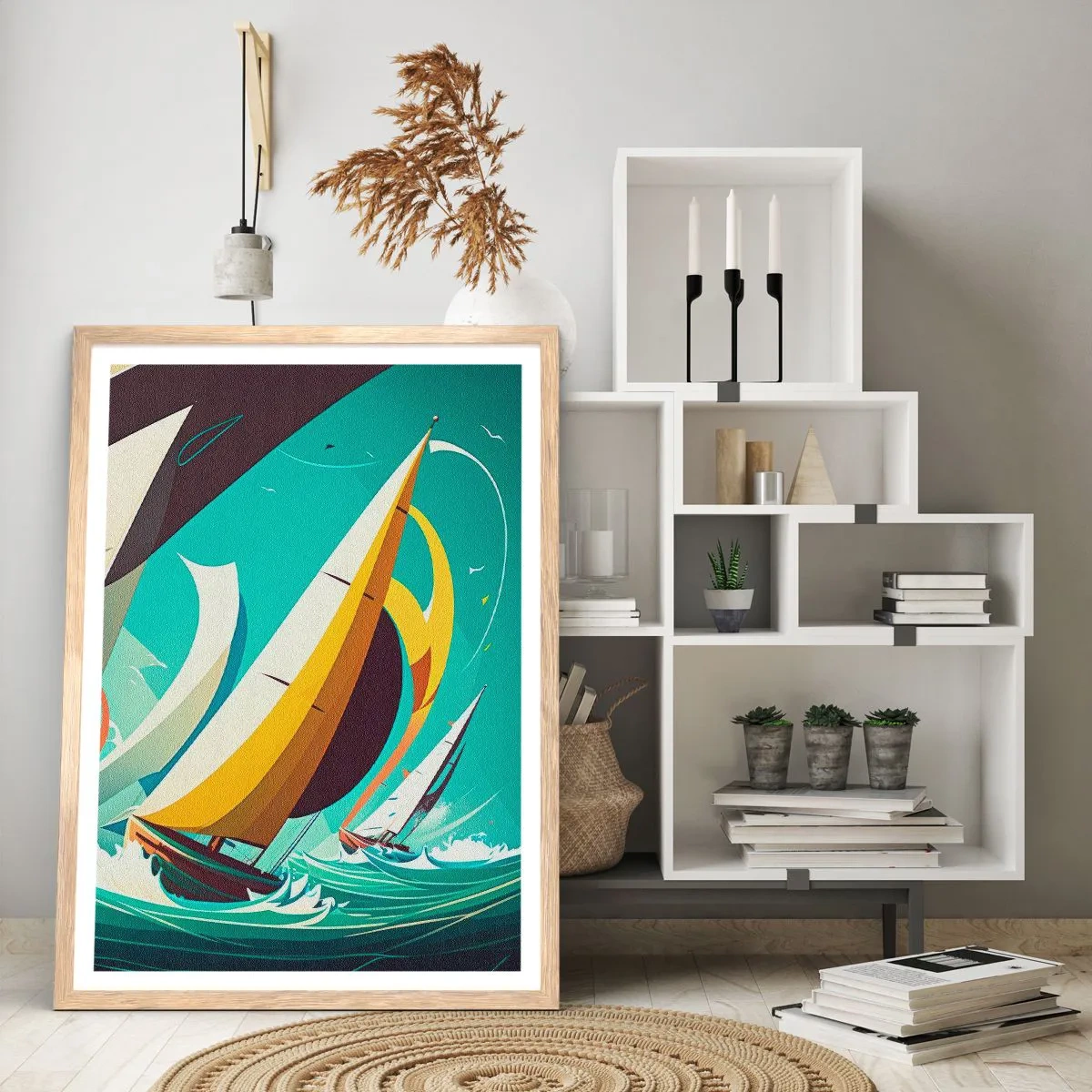 Poster in einem Rahmen aus heller Eiche - Viel Glück mit den Elementen - 30x40 cm