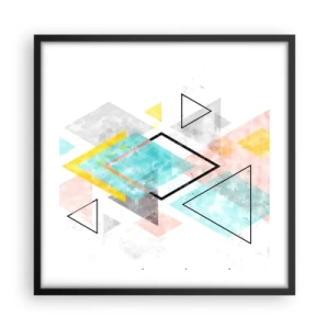 Poster in einem schwarzem Rahmen - Geometrisches Spiel - 50x50 cm