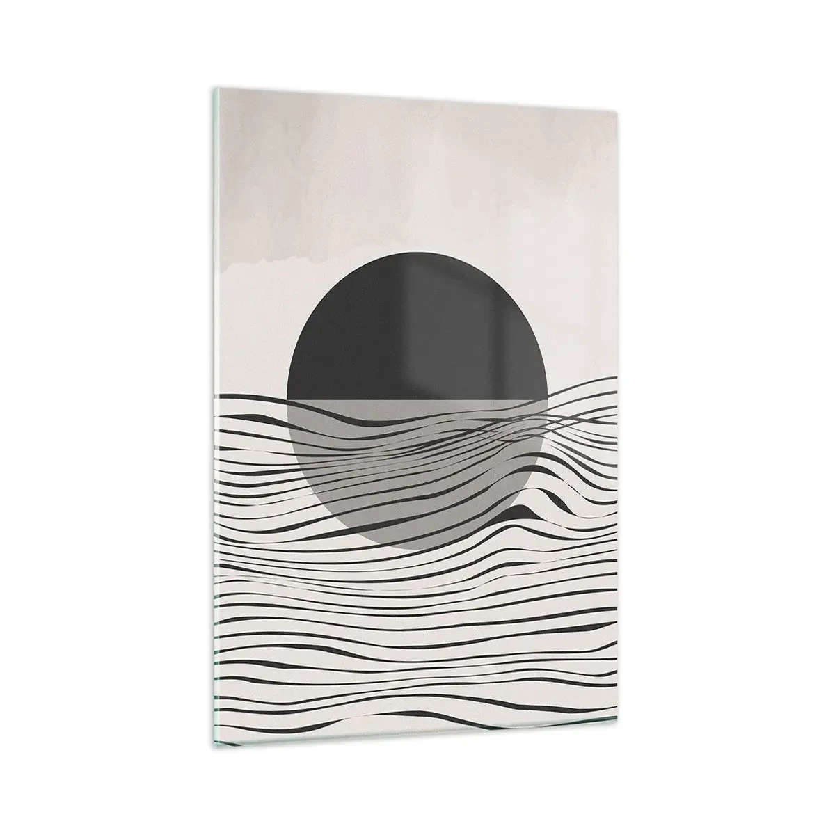 Glasbild - Bild auf glas - Abstrakte Linien und geometrische Formen in gedeckten Farben - 80x120cm - Halbe Komposition - Moderne Wanddekoration für Wohnzimmer und Schlafzimmer ARTTOR