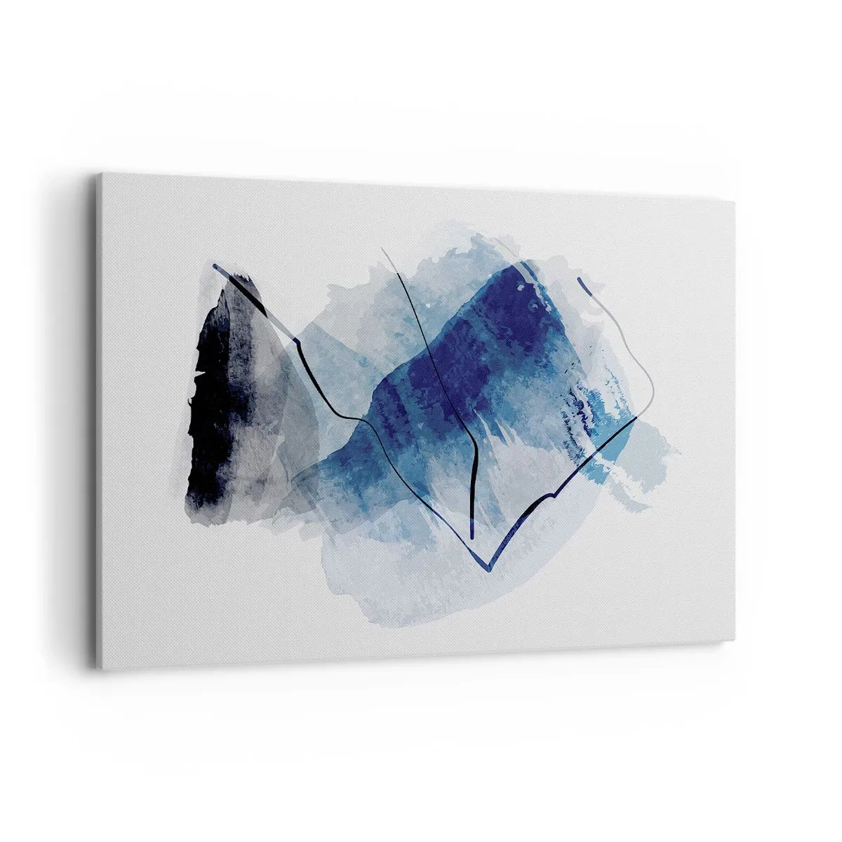 Bild auf Leinwand - Leinwandbild - Abstrakte Formen in Blautönen mit zarten Linien - 120x80cm - Eisberg - Moderne Wanddekoration für Wohnzimmer und Schlafzimmer ARTTOR