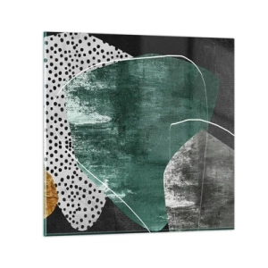 Glasbild - Bild auf glas - Bunte Abstraktion mit Blattgold - 30x30 cm