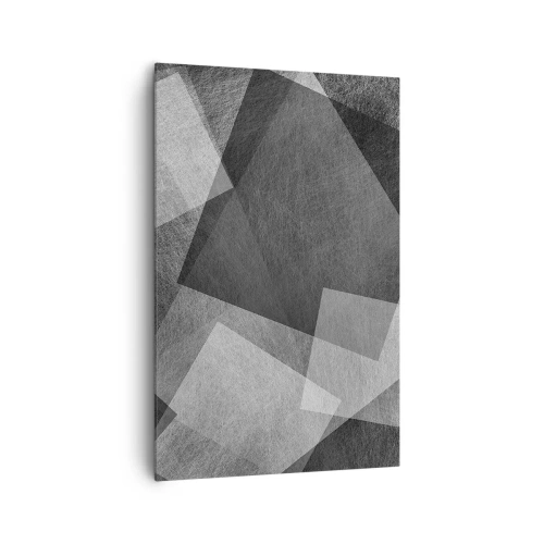 Bild auf Leinwand - Leinwandbild - Schwarz-Weiß-Abstraktion mit geometrischen Formen - 80x120cm - Das ewige Symbol für Beständigkeit und Ordnung - Moderne Wanddekoration für Wohnzimmer und Schlafzimmer ARTTOR
