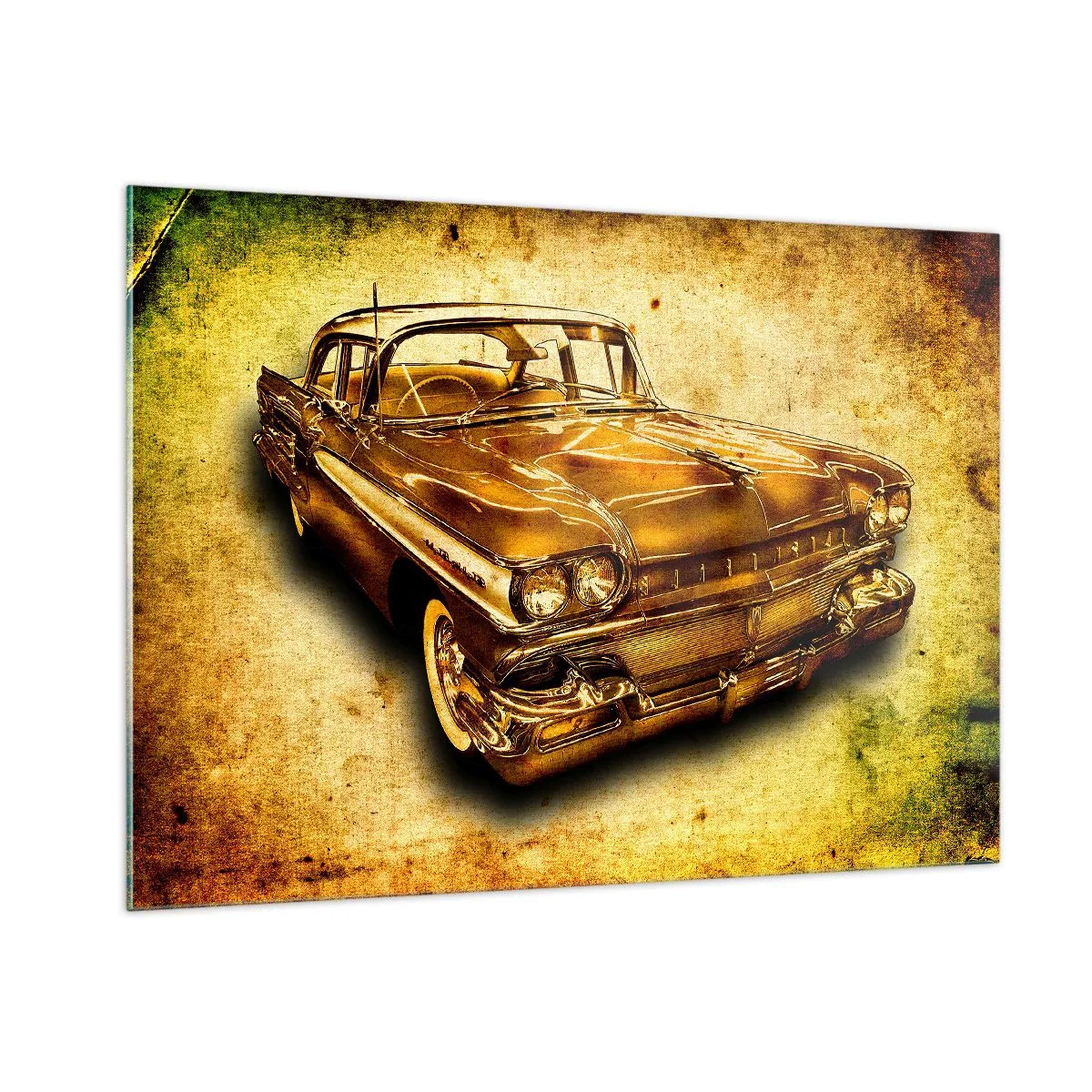 Glasbild - Bild auf glas - Ein Oldtimer mit Vintage-Hintergrund - 100x70cm - Die unvergängliche Schönheit der Klassiker - Moderne Wanddekoration für Wohnzimmer und Schlafzimmer ARTTOR
