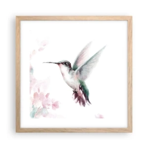 Poster in einem Rahmen aus heller Eiche - Im Flattern gehalten - 40x40 cm