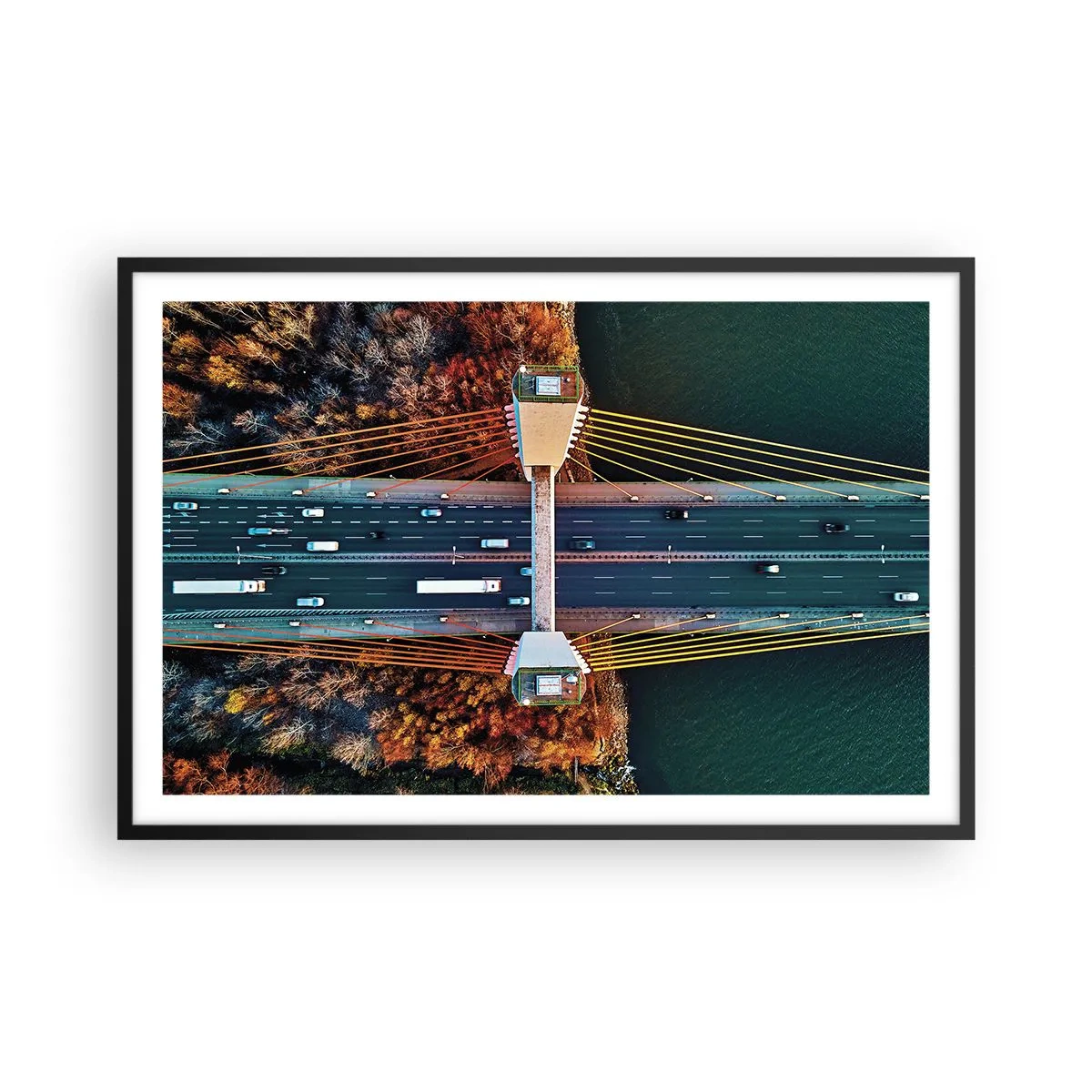 Poster in einem schwarzem Rahmen - Jenseits der Gewässer, jenseits der Wälder - 91x61 cm