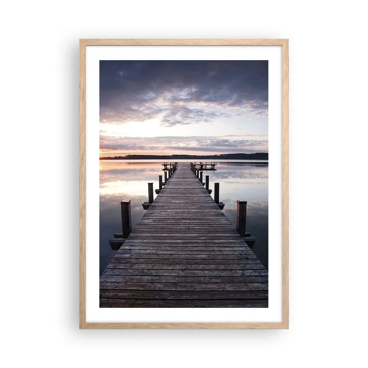Poster in einem Rahmen aus heller Eiche - Eine stille Grenze zwischen Tag und Nacht - 50x70 cm