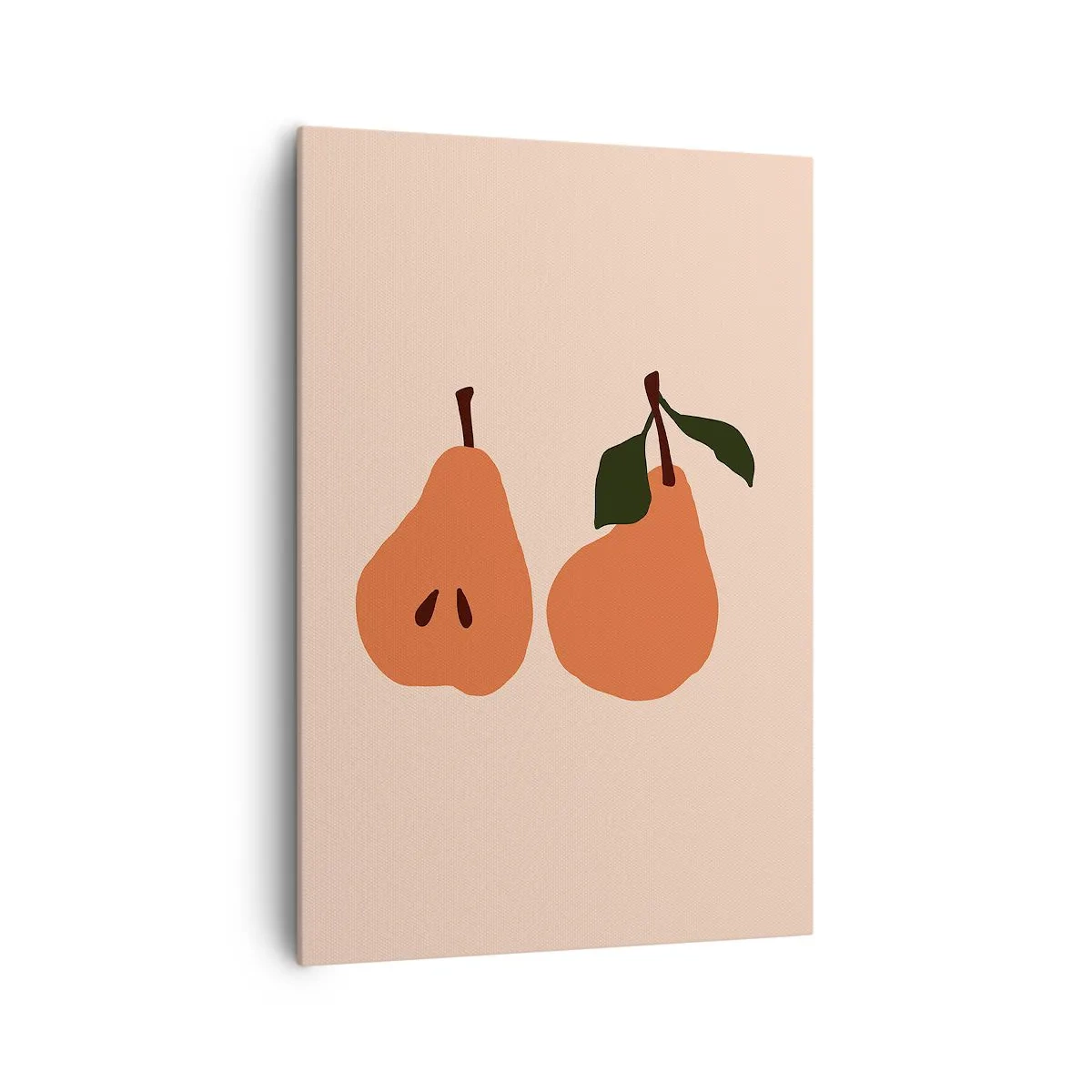 Bild auf Leinwand - Leinwandbild - Eine minimalistische Illustration von zwei Birnen auf beigem Hintergrund. - 70x100cm - Pure Süße - Moderne Wanddekoration für Wohnzimmer und Schlafzimmer ARTTOR