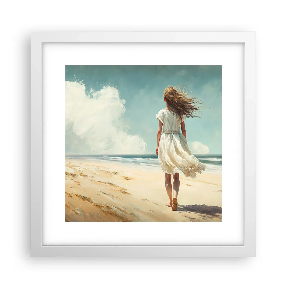 Poster in einem weißen Rahmen - Der Sonne und dem Wind begegnen - 30x30 cm