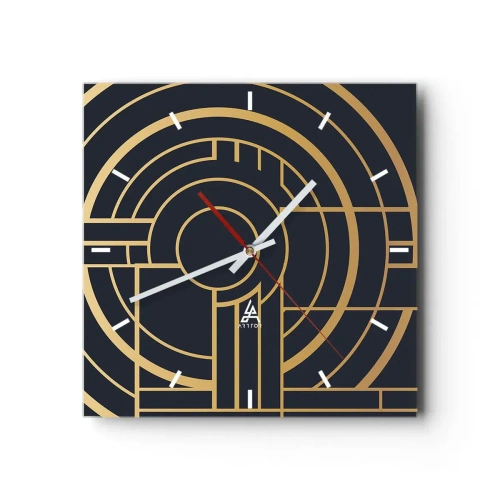 Wanduhr - Glasuhr - Geometrisches Muster mit goldenen Linien - 30x30cm - Wendungen der Dinge - Moderne Wanddekoration für Wohnzimmer und Schlafzimmer ARTTOR