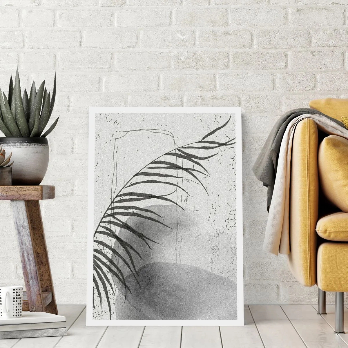 Poster - Eine minimalistische botanische Komposition in Grautönen - 50x70cm - Subtile Exotik der Natur - Moderne Wanddekoration für Wohnzimmer und Schlafzimmer ARTTOR