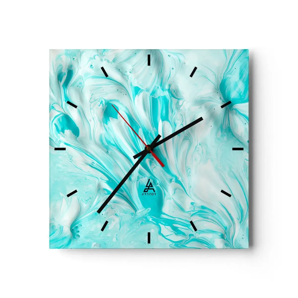 Wanduhr - Glasuhr - Ein abstraktes Motiv in Pastelltönen von Blau und Weiß. - 30x30cm - Für immer zusammen - Moderne Wanddekoration für Wohnzimmer und Schlafzimmer ARTTOR