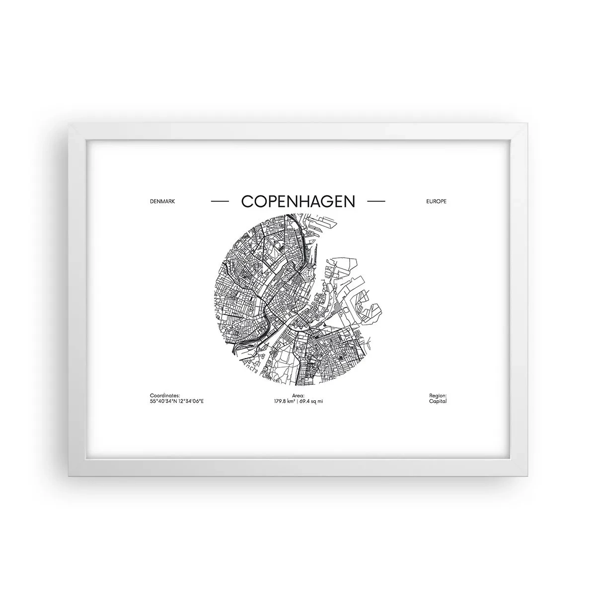 Poster in einem weißen Rahmen - Anatomie von Kopenhagen - 40x30 cm