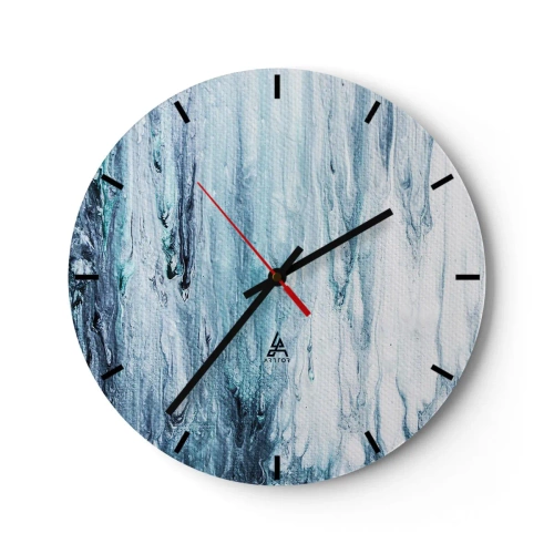 Wanduhr - Glasuhr - Blaue Eiszapfen - 40x40 cm