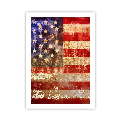 Poster - Vintage USA-Flagge mit gealtertem Effekt - 50x70cm - Ruhm verblasst nicht - Moderne Wanddekoration für Wohnzimmer und Schlafzimmer ARTTOR