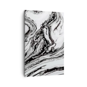 Bild auf Leinwand - Leinwandbild - Abstraktes Marmormuster in Schwarz und Weiß - 80x120cm - Am Anfang war Chaos - Moderne Wanddekoration für Wohnzimmer und Schlafzimmer ARTTOR