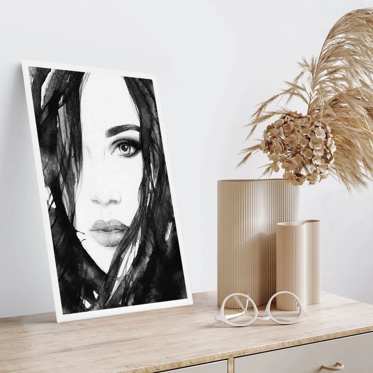 Poster - Porträt einer Dame in Schwarzweiß - 70x100 cm