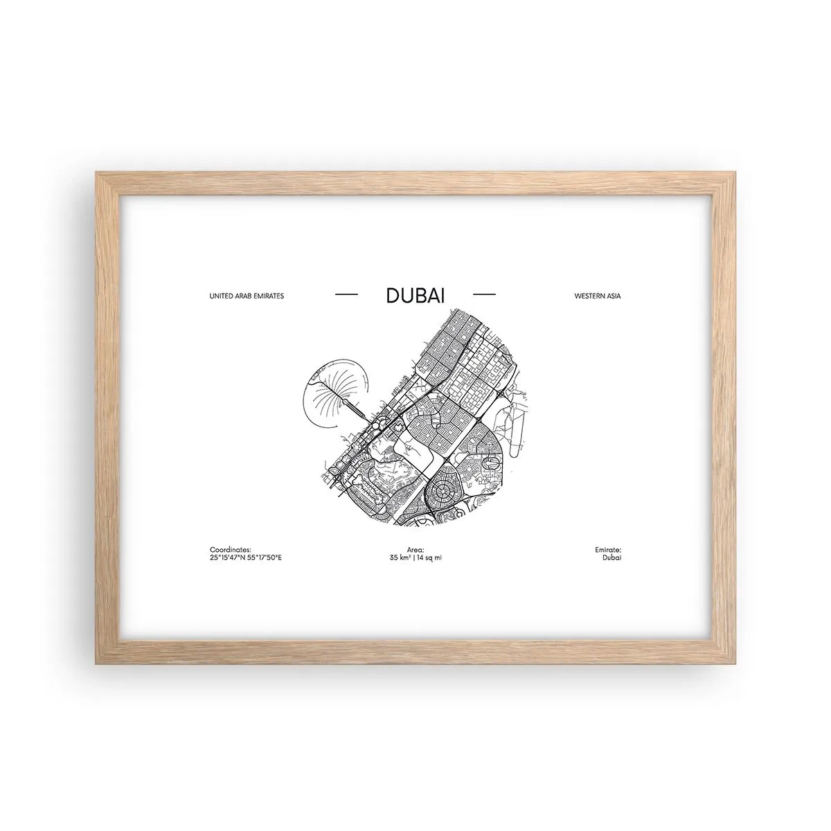 Poster in einem Rahmen aus heller Eiche - Anatomie von Dubai - 40x30 cm