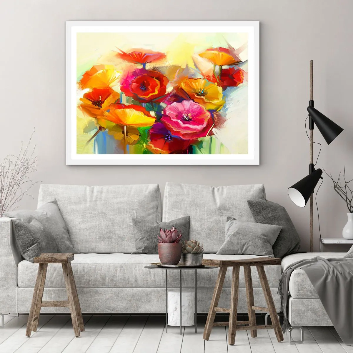 Poster in einem weißen Rahmen - Nicht nur rot - 100x70 cm