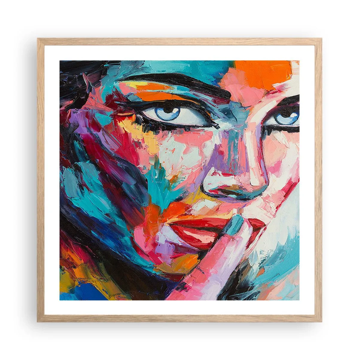 Poster in einem Rahmen aus heller Eiche - Unser erstes Geheimnis - 60x60 cm