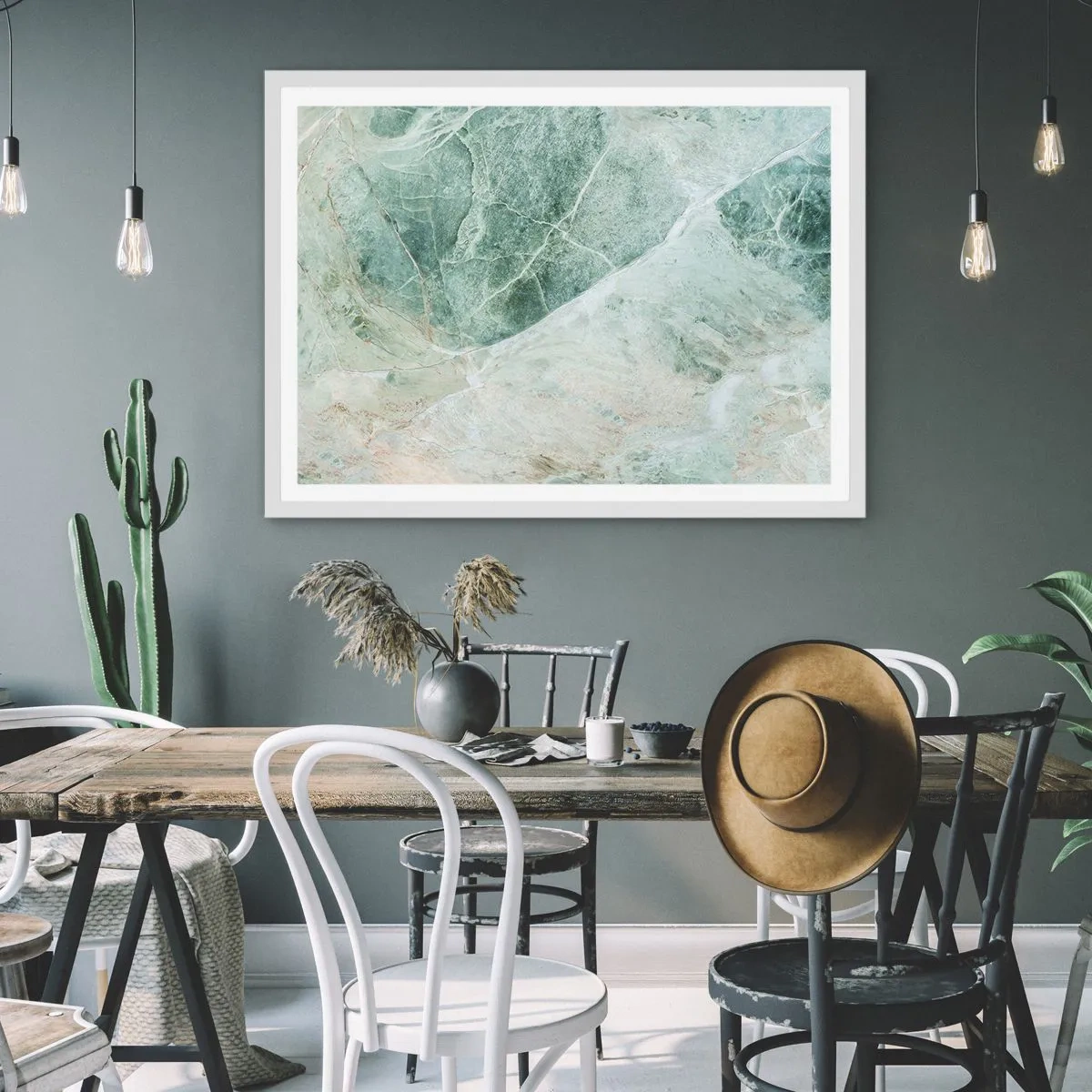 Poster in einem weißen Rahmen - Edle Kälte des Steins - 100x70 cm