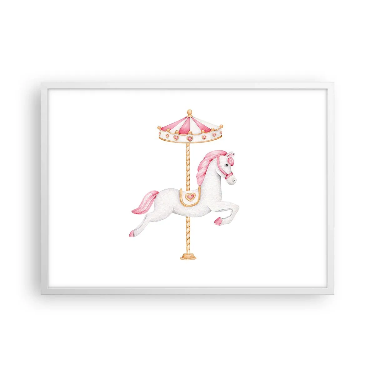 Poster in einem weißen Rahmen - Er legte los - 70x50 cm