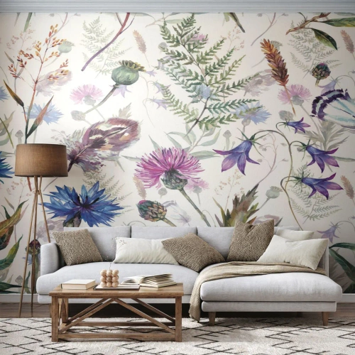 Selbstklebende Fototapete Deluxe Sticker - Polnisches Herbarium - Feldblumen, Garten, Natur - 250x175 cm