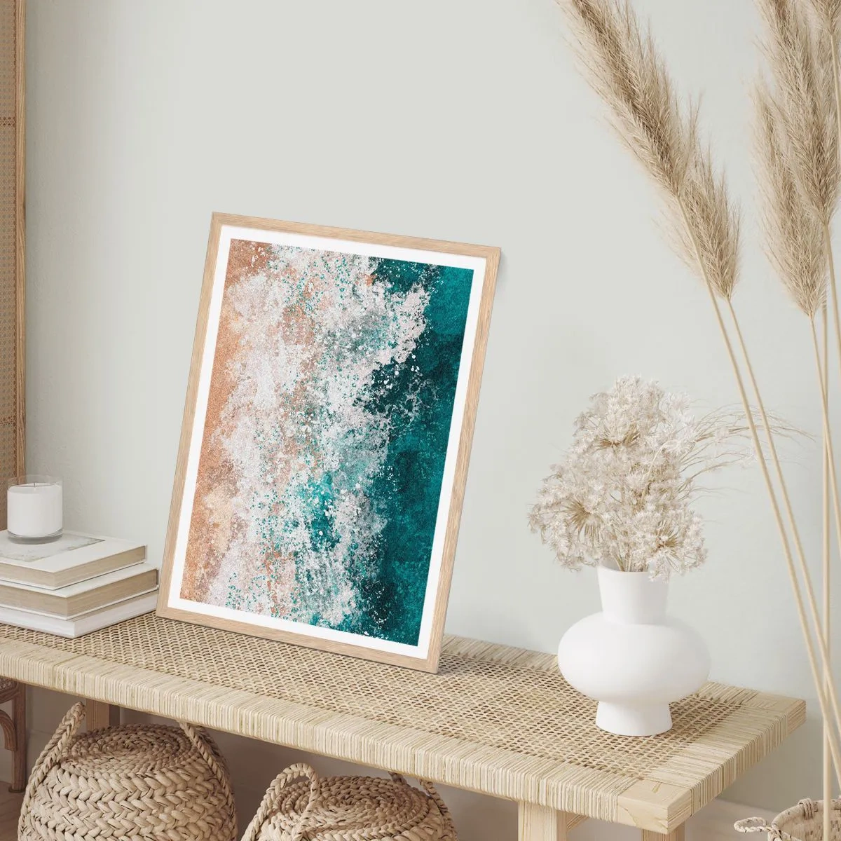 Poster in einem Rahmen aus heller Eiche - Meeresgeschichten - 50x70 cm