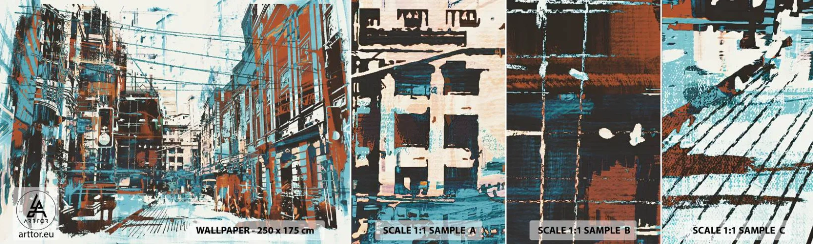 Fototapetenmuster Standard Eco - Ein abgenutzter Stadtwanderweg - Stadt, Die Architektur, Stück - 100x30 cm