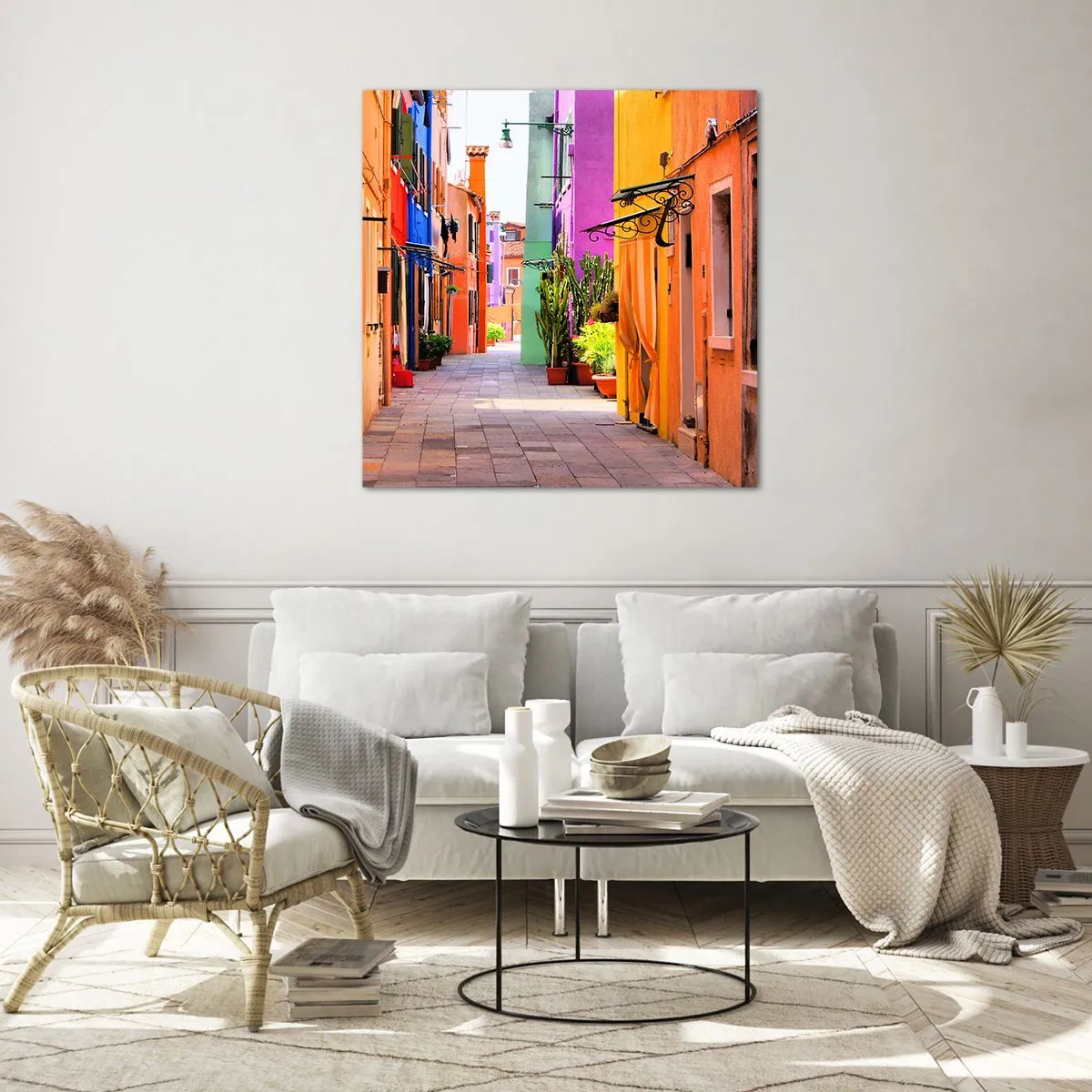 Glasbild - Bild auf glas - Regenbogengasse - 60x60 cm