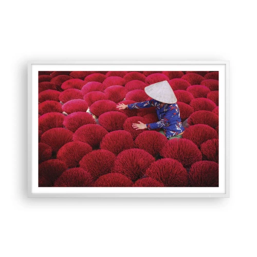 Poster in einem weißen Rahmen - Im Reisfeld - 91x61 cm