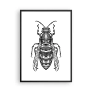 Poster in einem schwarzem Rahmen - Detaillierte Darstellung einer Wespe - 50x70cm - Von einem Insektenplaneten - Moderne Wanddekoration für Wohnzimmer und Schlafzimmer ARTTOR