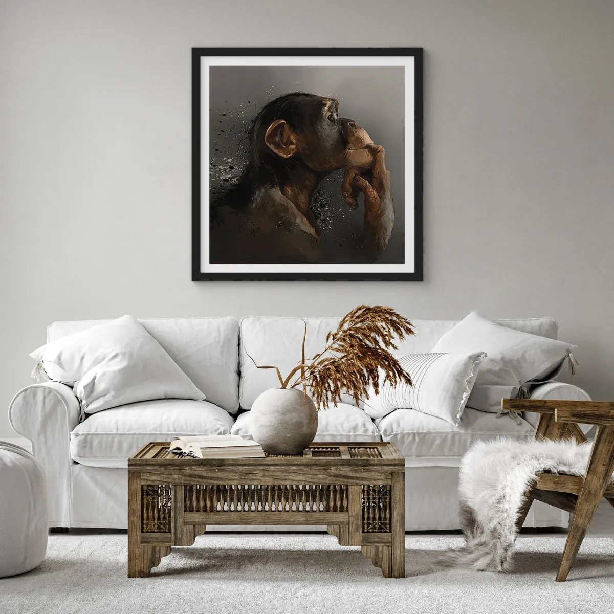 Poster in einem schwarzem Rahmen - Sicherlich ein Denker - 30x30 cm