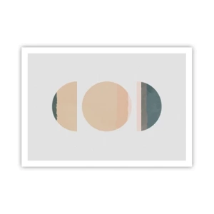 Poster - Abstrakte geometrische Formen in Pastellfarben - 100x70cm - Ein Rad hinter dem anderen… - Moderne Wanddekoration für Wohnzimmer und Schlafzimmer ARTTOR