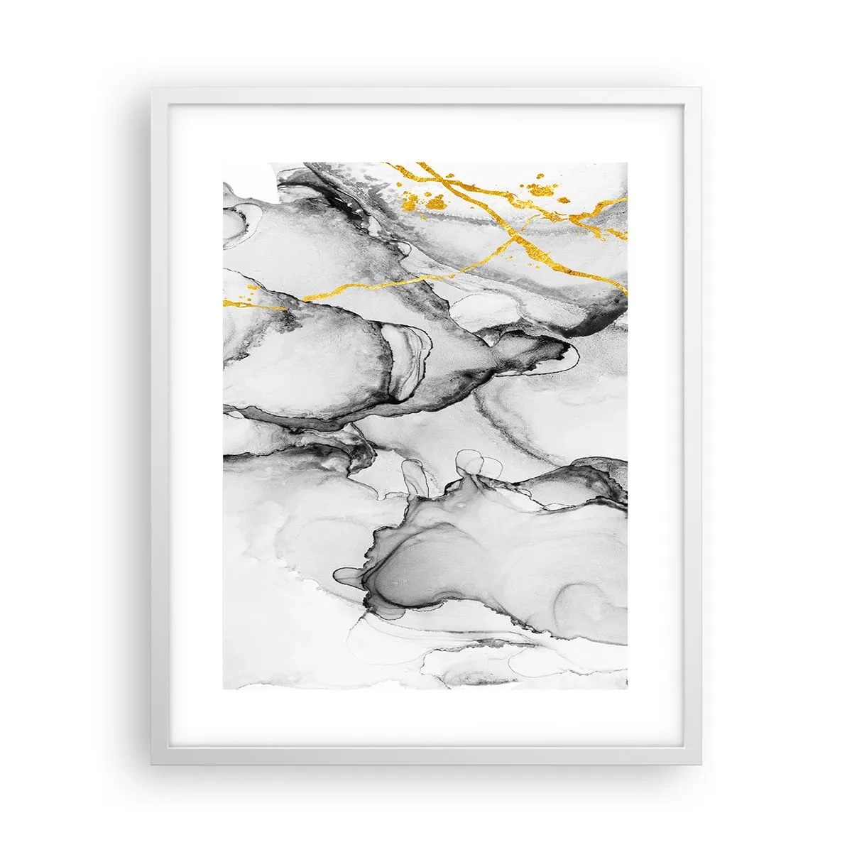 Poster in einem weißen Rahmen - Komposition mit Goldmotiv - 40x50 cm