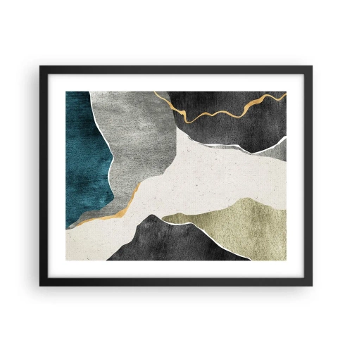 Poster in einem schwarzem Rahmen - Mosaikkomposition mit Goldfaden - 50x40 cm