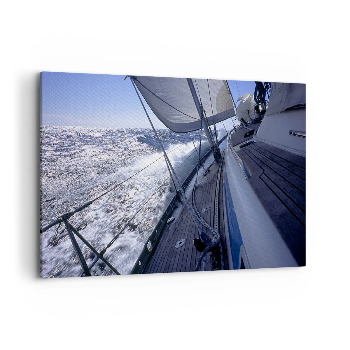 Bild auf Leinwand - Leinwandbild - Ein Segelboot in stürmischer See mit weißen Segeln und einem Holzdeck. - 100x70cm - Ich weiß was es heißt ein Vogel zu sein - Moderne Wanddekoration für Wohnzimmer und Schlafzimmer ARTTOR