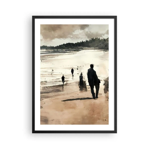Poster in einem schwarzem Rahmen - Ein Strandspaziergang in nostalgischen Farben - 50x70cm - Einberufen - Moderne Wanddekoration für Wohnzimmer und Schlafzimmer ARTTOR