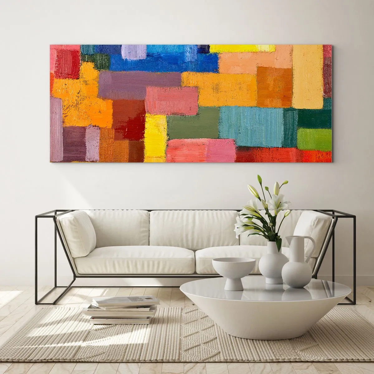 Glasbild - Bild auf glas - Jeder ist anders, alle bunt - 90x30 cm