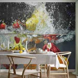 Maßgeschneiderte Fototapete Premium Canvas - Fruchterfrischung - Obst, Wasser, Küche