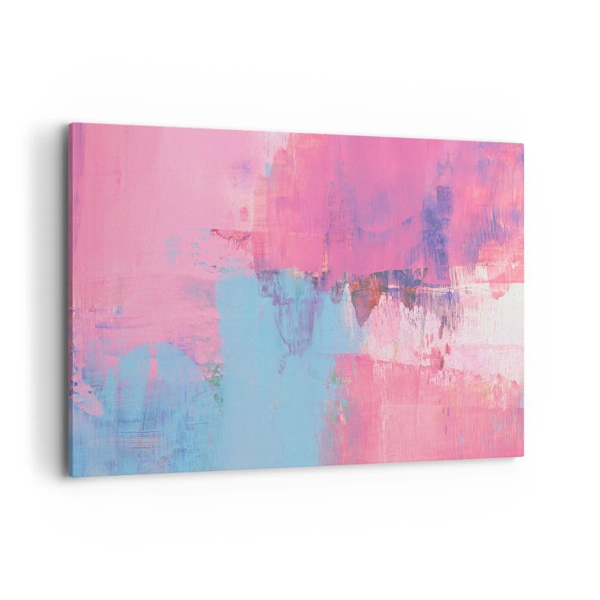 Bild auf Leinwand - Leinwandbild - Abstrakte Komposition in Pink und Blau - 100x70cm - Rosa, Blau und eine Prise Licht - Moderne Wanddekoration für Wohnzimmer und Schlafzimmer ARTTOR