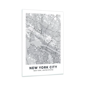 Glasbild - Bild auf glas - Ein Stadtplan im minimalistischen Stil auf grauem Hintergrund - 70x100cm - Die Anatomie einer Metropole - Moderne Wanddekoration für Wohnzimmer und Schlafzimmer ARTTOR