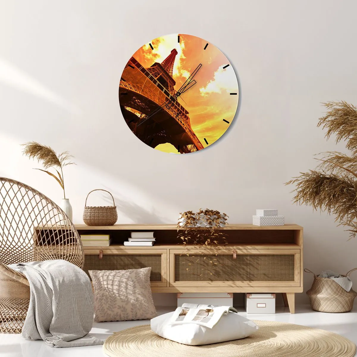 Wanduhr - Glasuhr - Monumental, weil es mit der Sonne vergoldet ist - 40x40 cm