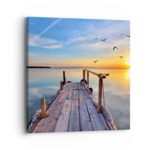 Bild auf Leinwand - Leinwandbild - Lauf direkt der Sonne entgegen - 40x40 cm